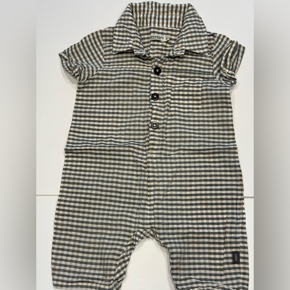 Imps & Elfs Checkered Baby Romper